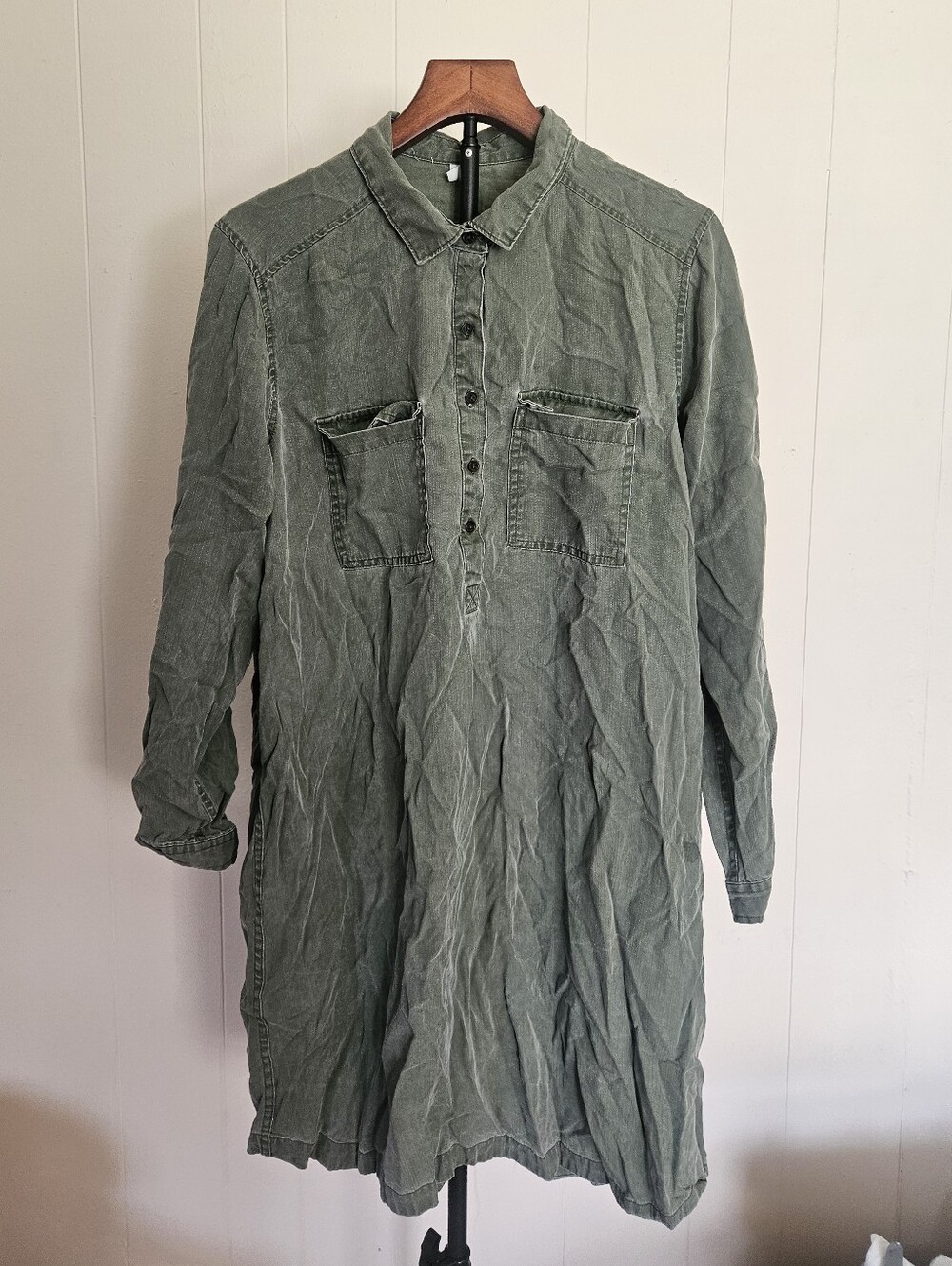 Old Navy Olive Green Lightweight Long Sleeve Short Dress Size XL